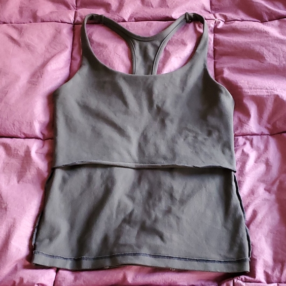 Vintage Brasil Sul gray yoga / jean pants & embossed tank S/M w long 33" inseam - Picture 7 of 8